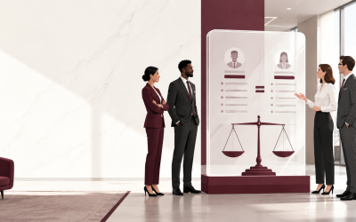 Transparencia salarial 2026: profesionales ante un panel que muestra la igualdad retributiva entre un hombre y una mujer